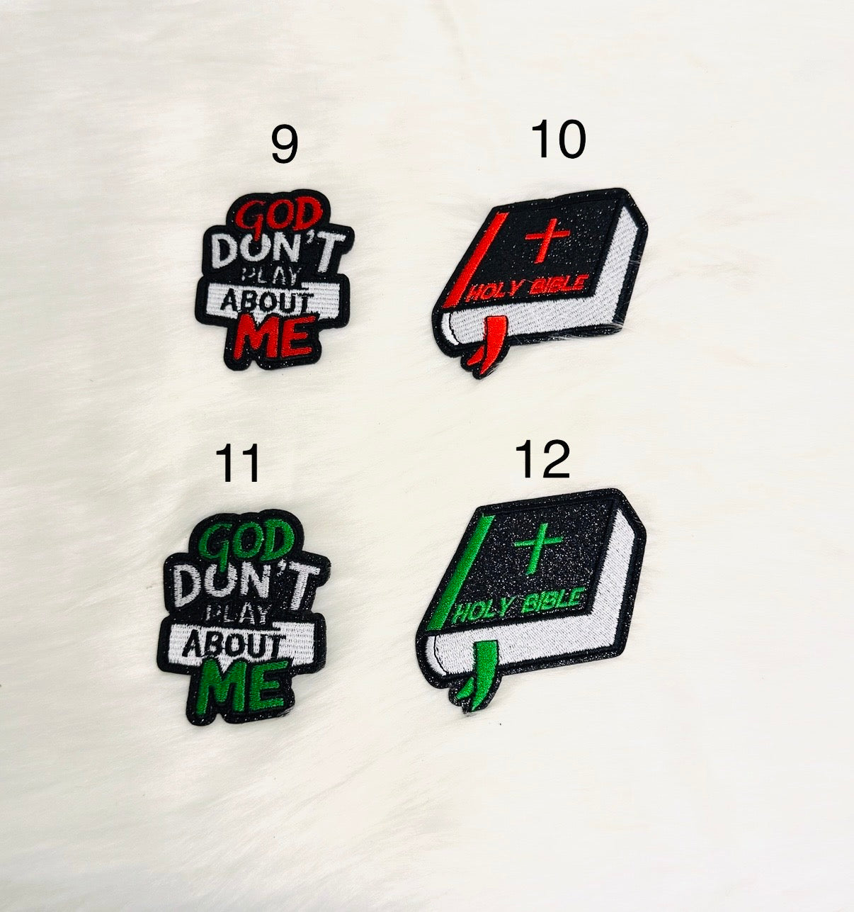 God Don’t Play About Me & Bible Iron-On Patches