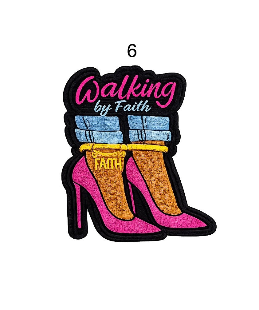 Walking by Faith Heels Iron-On Patches