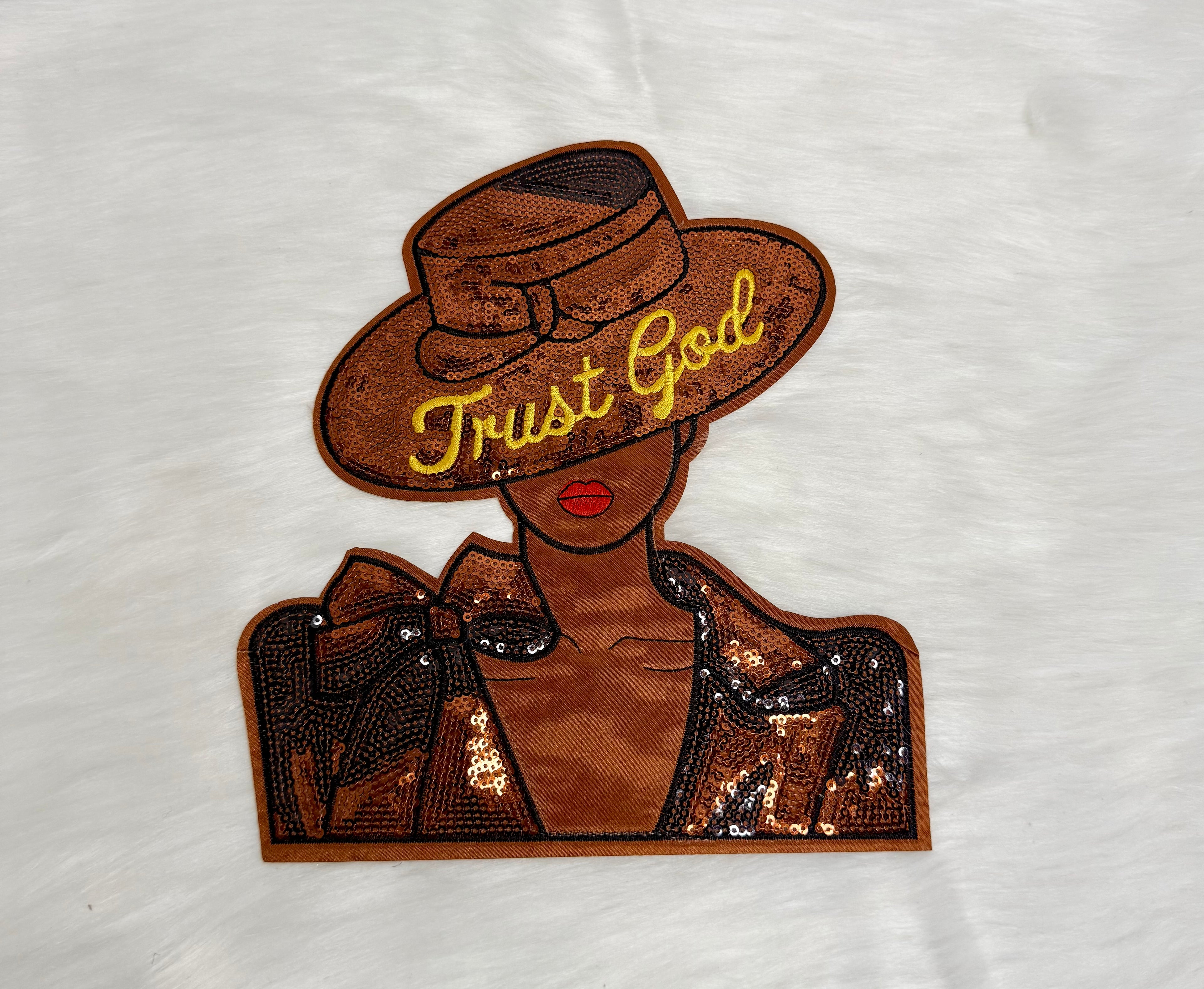 Trust God Lady Iron-On Big Patch