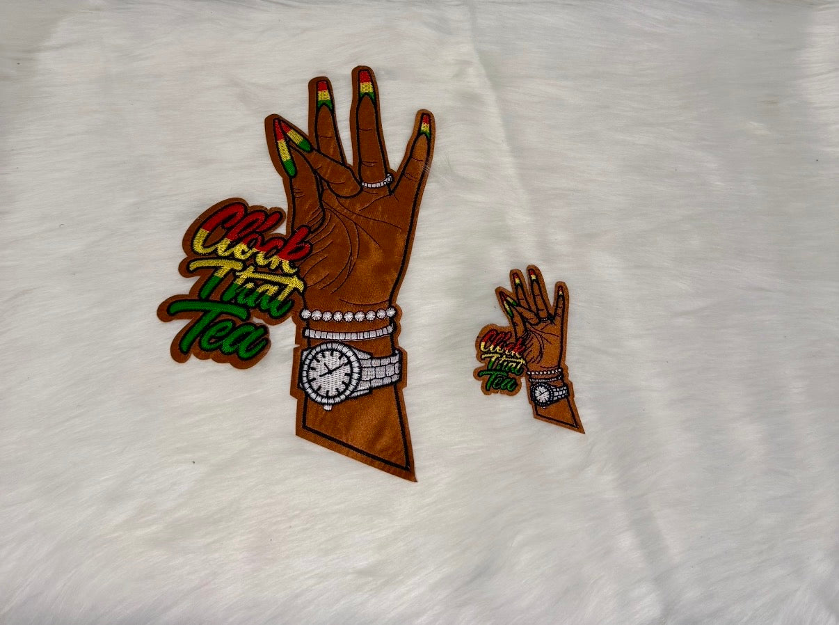 Clock That TeaJuneteenth Colors Big & Small Iron-On Patches