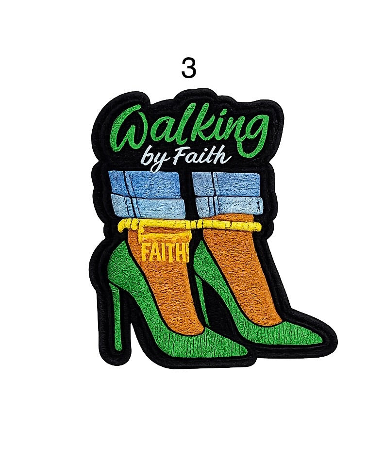 Walking by Faith Heels Iron-On Patches