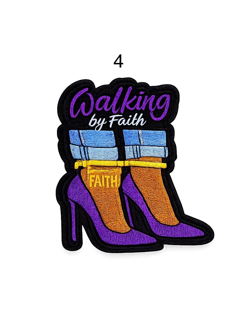 Walking by Faith Heels Iron-On Patches