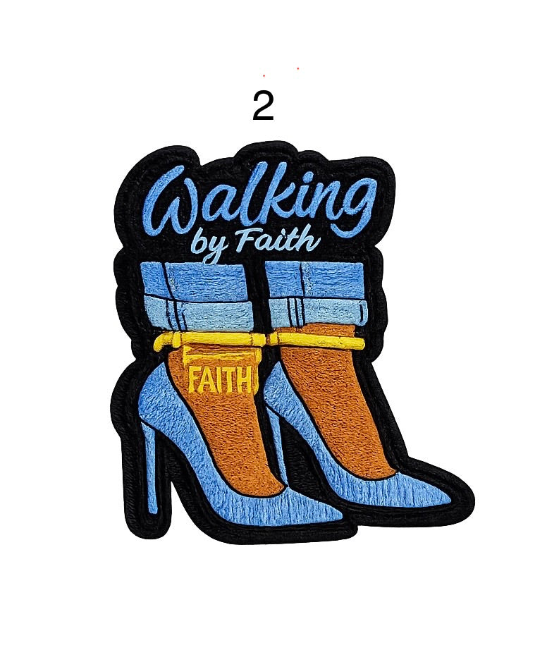 Walking by Faith Heels Iron-On Patches