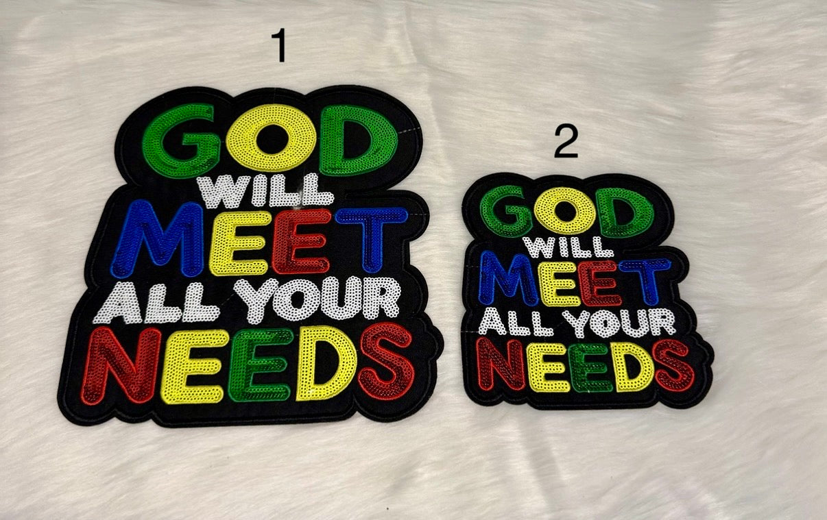 God Will Meet All Your Needs Iron-On Big & Mid Size Patch