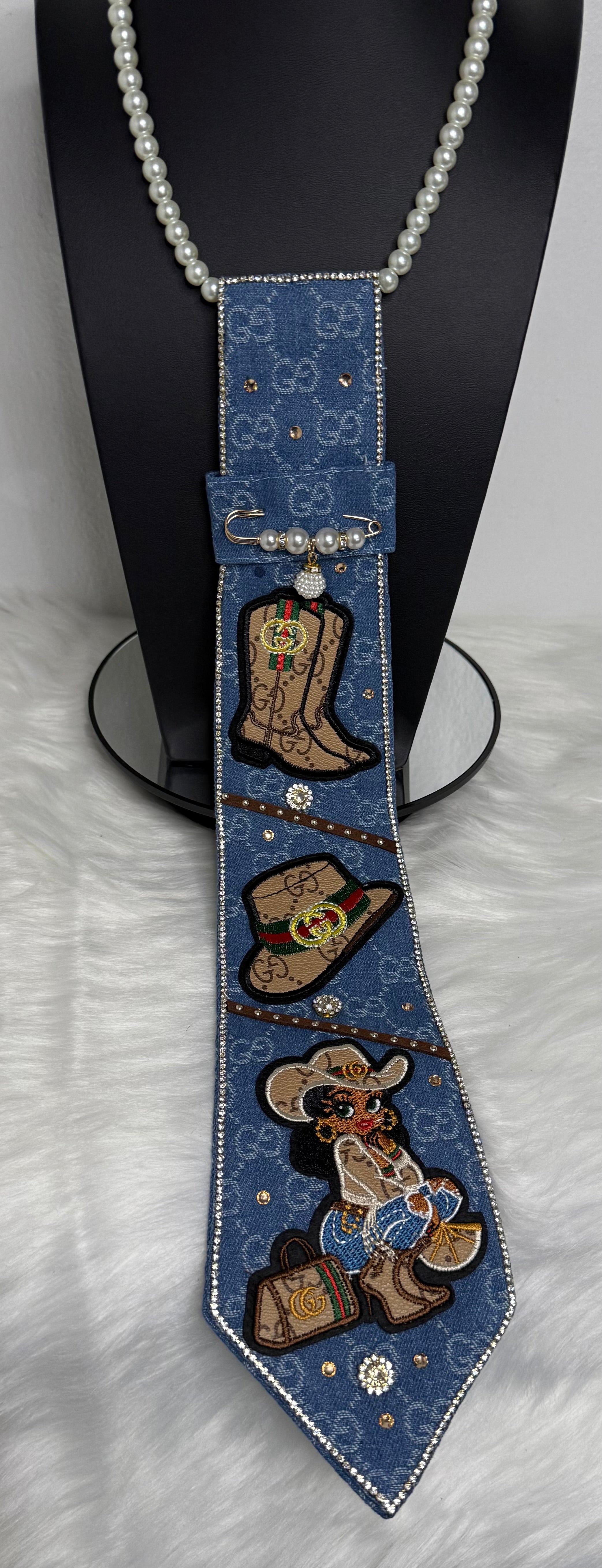 Custom Inspired GG Denim Tie