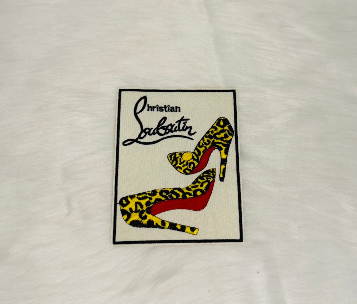 Yellow Leopard Print Red Bottom Iron-On Mid Size Patch