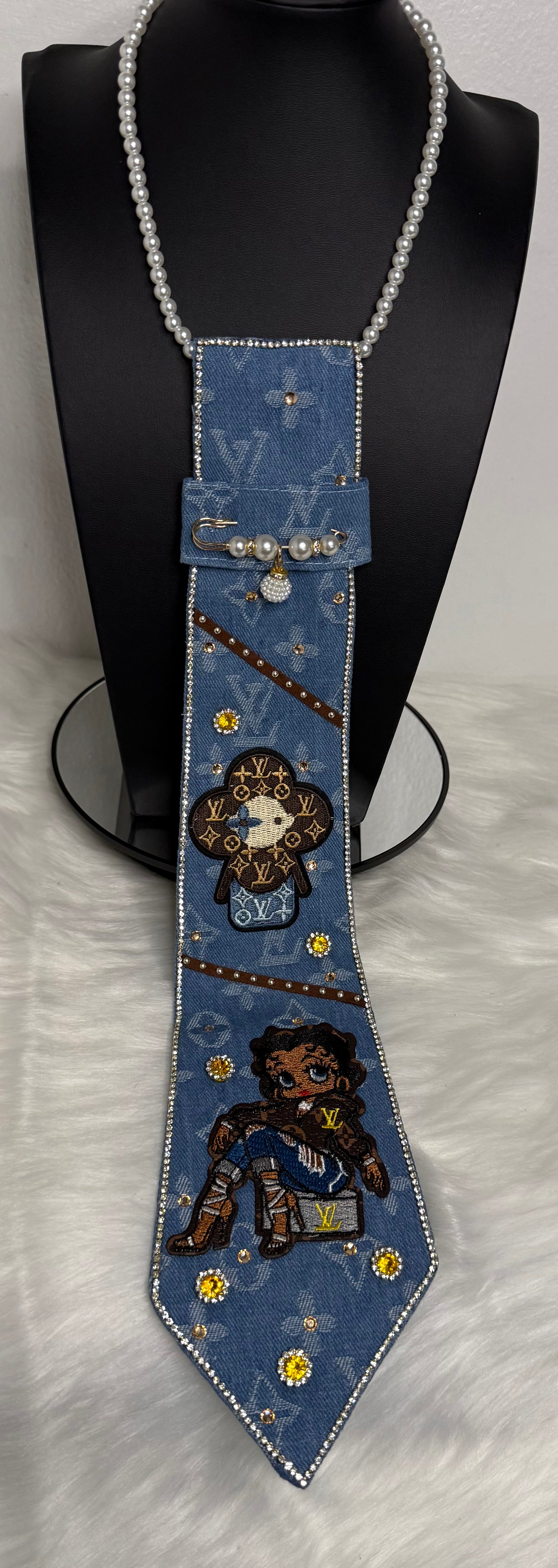 Blue Denium Inspired LV Tie