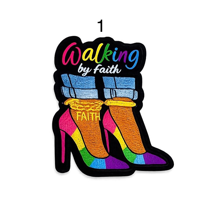Walking by Faith Heels Iron-On Patches