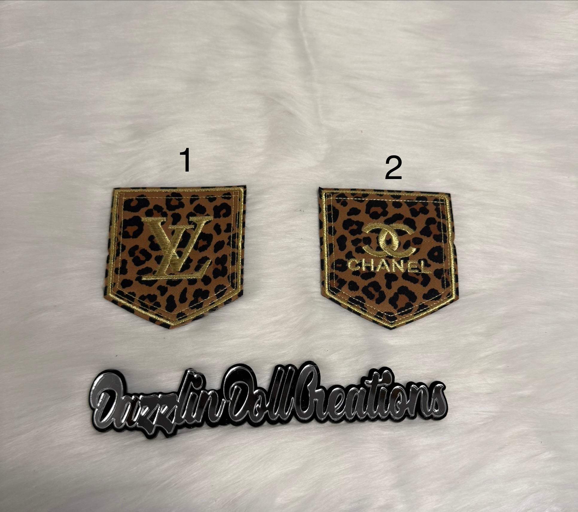 Inspired LV/CC Leopard Print Iron-On Pocket