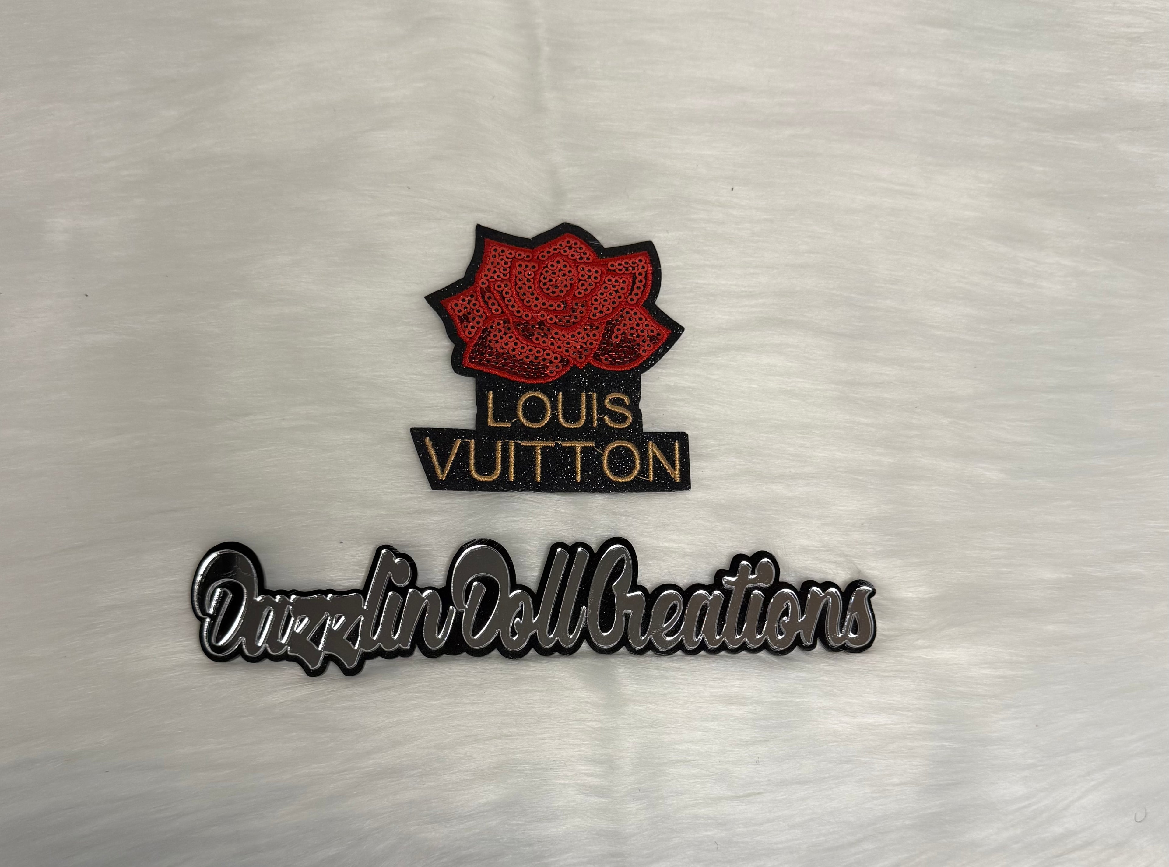 Inspired LV Sequin Iron-On Red Rose Patch