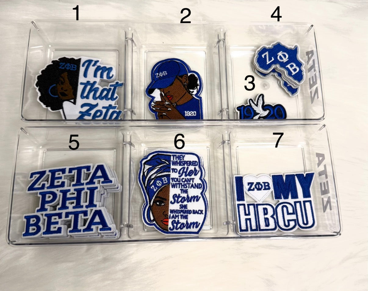 Sisterhood Blue & White Glam Iron-On Patches