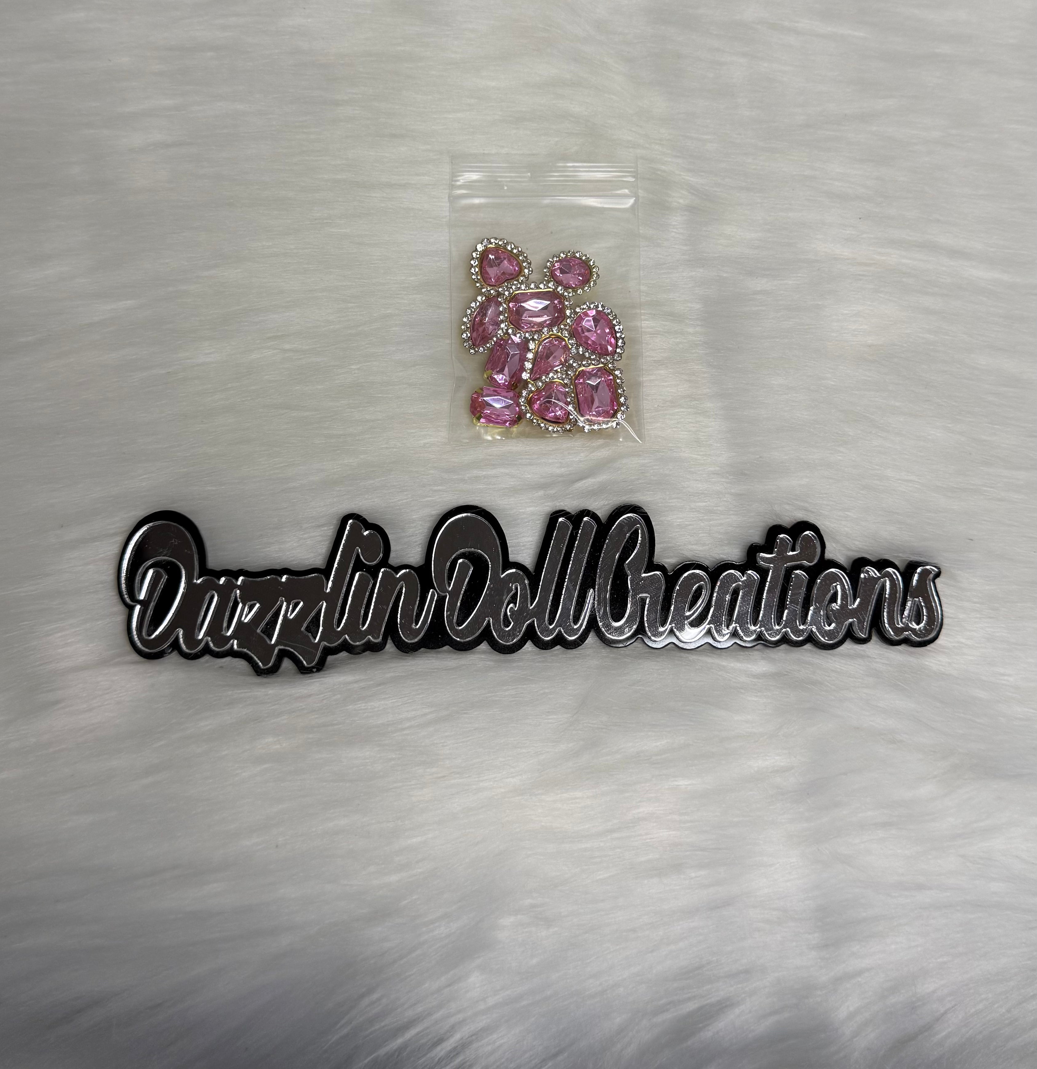 Pink/Gold Plastic Gemstones in Assorted Shapes (10-Pack)