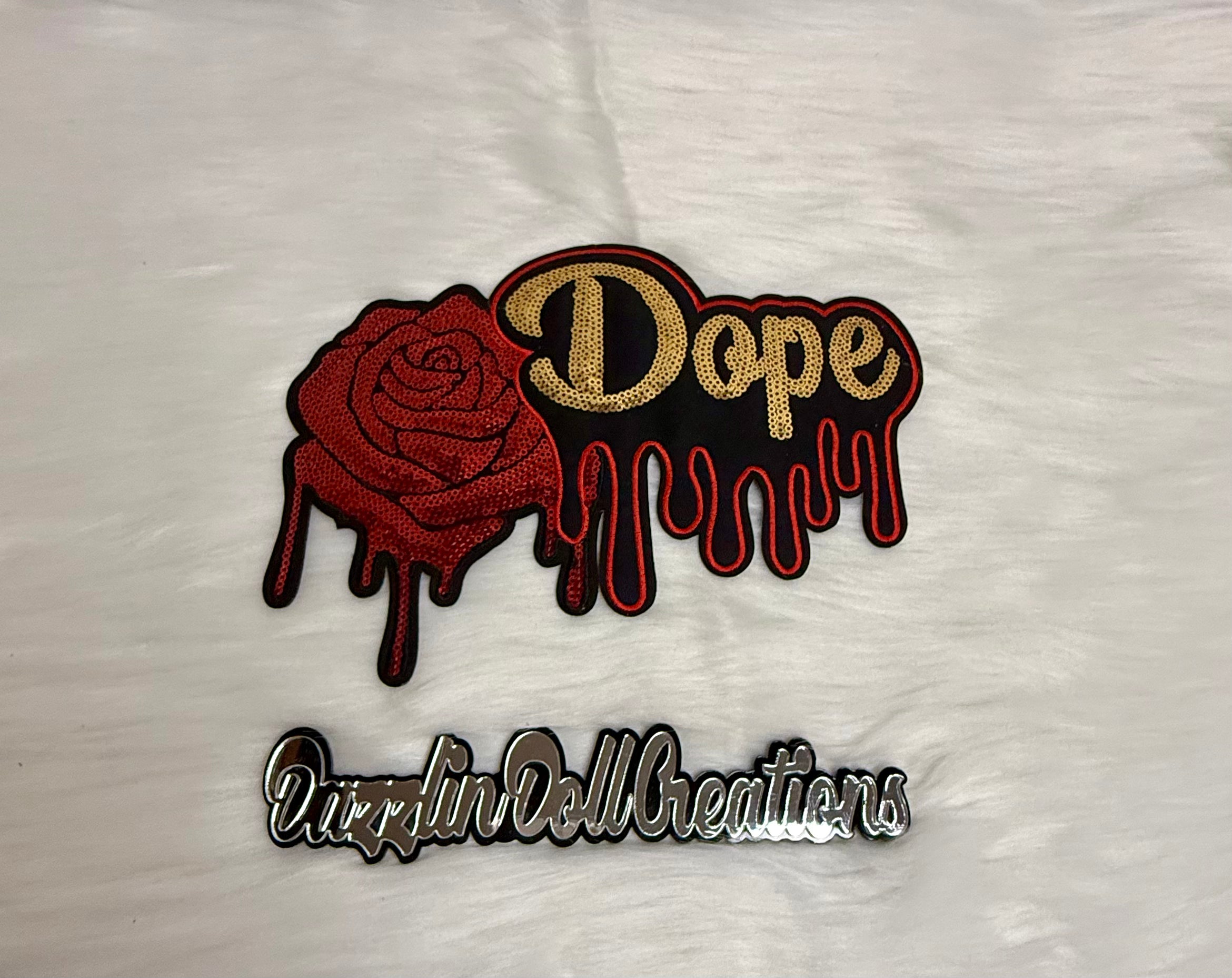 Dripping Rose Dope Big Iron-On Patch
