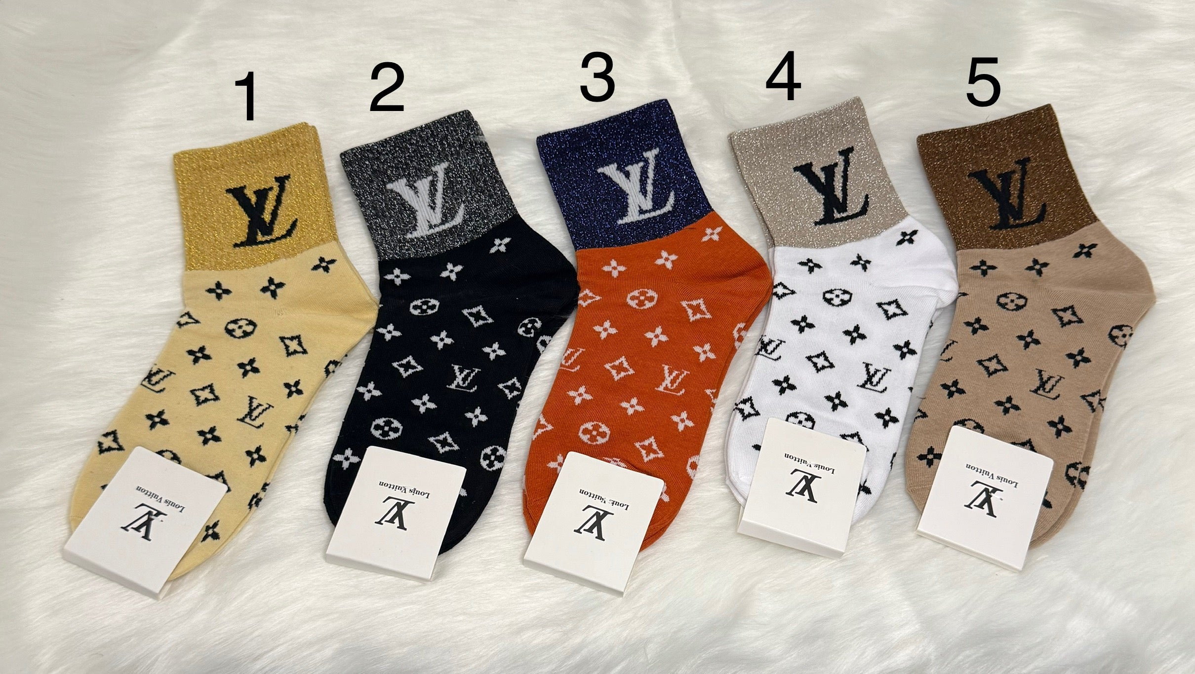 Inspired LV Ankle Glitter Socks