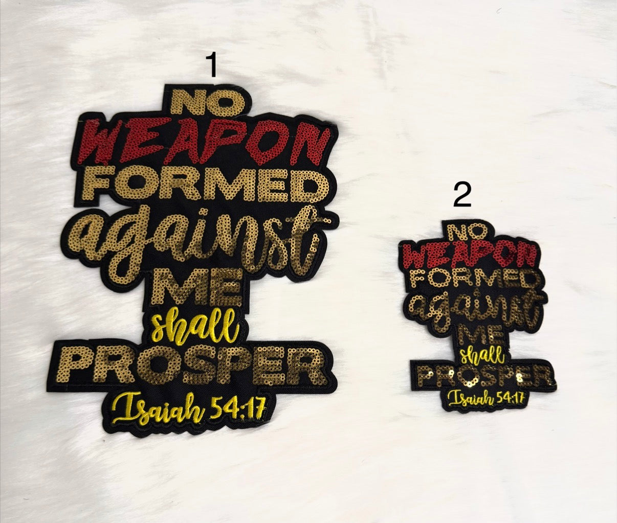 No Weapon Formed Against Me Iron-On Big & Small Patch