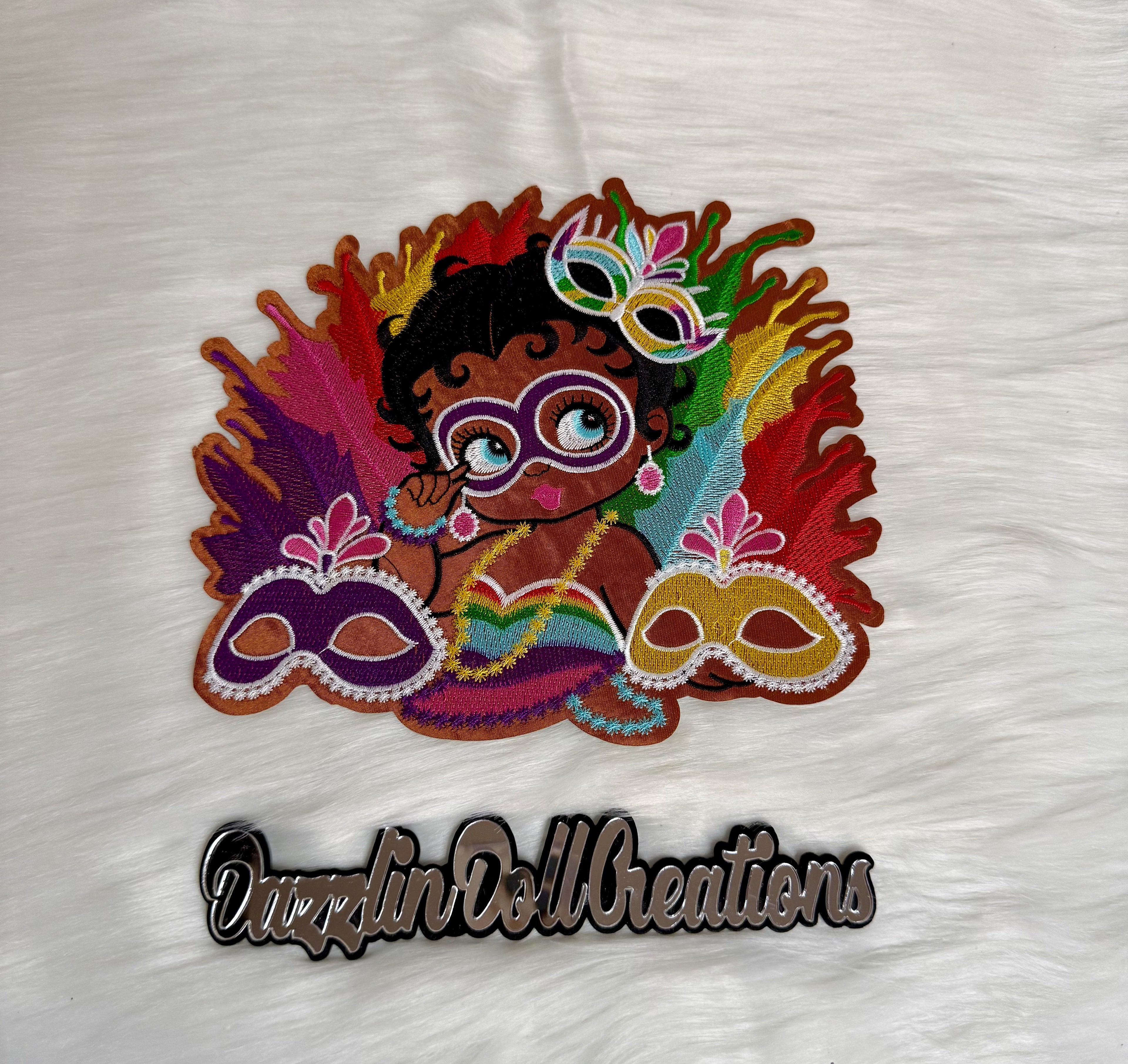 Mardi Gras Betty Iron-On Big Patch