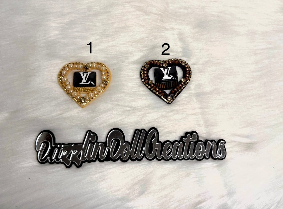 Inspired Heart LV Non-Iron On Bling Patches