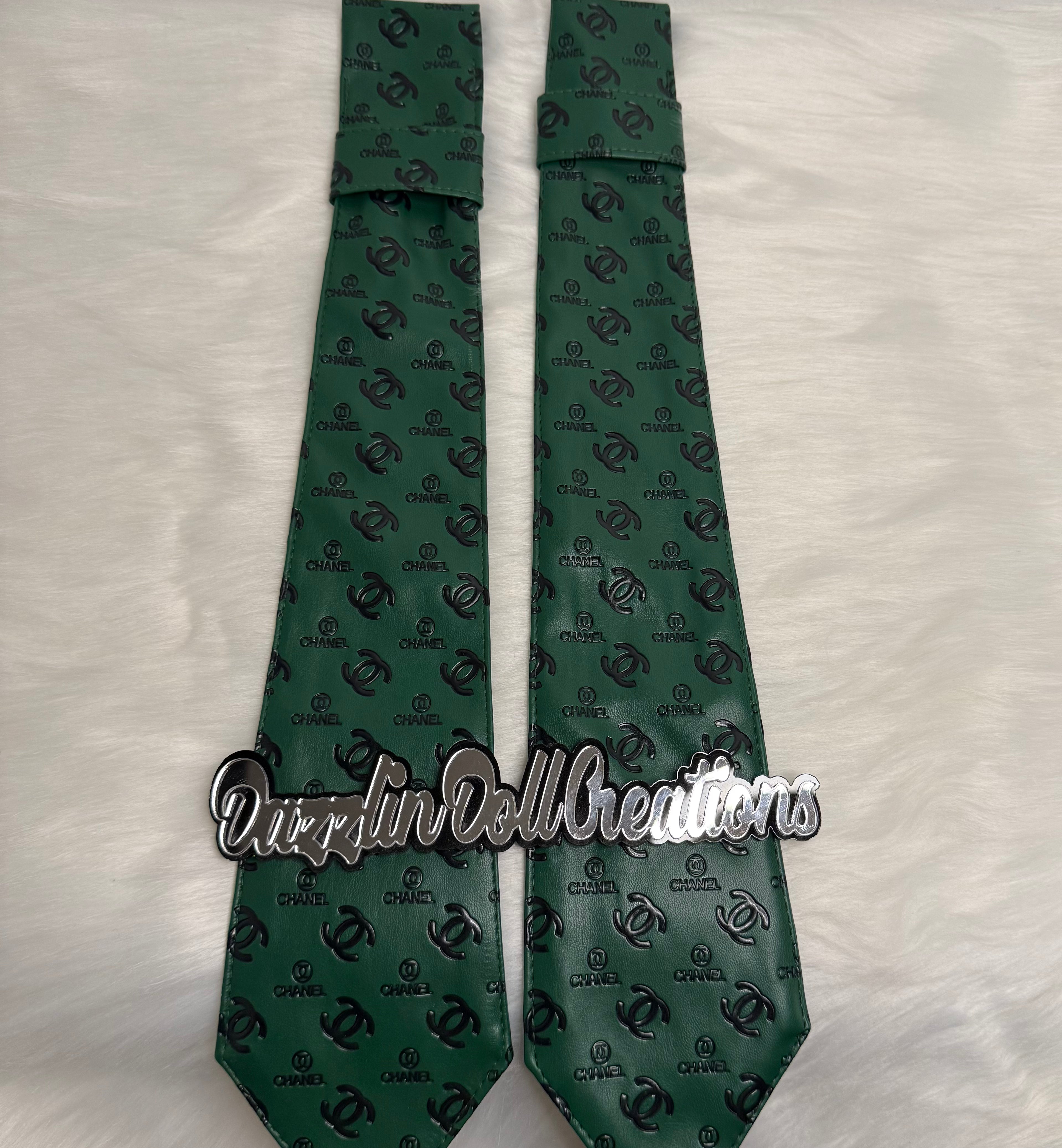 Inspired Designer Leather Green Ties