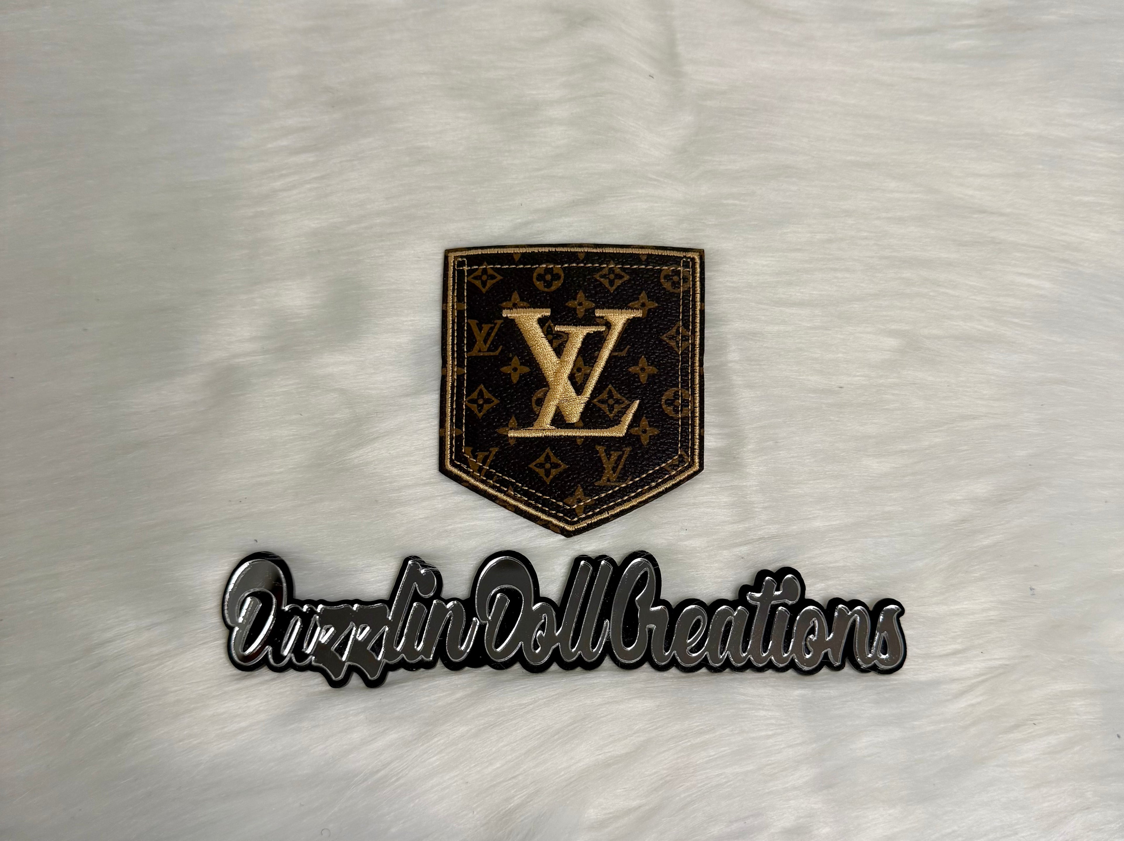 Inspired LV Leather Iron-On Pocket Patch