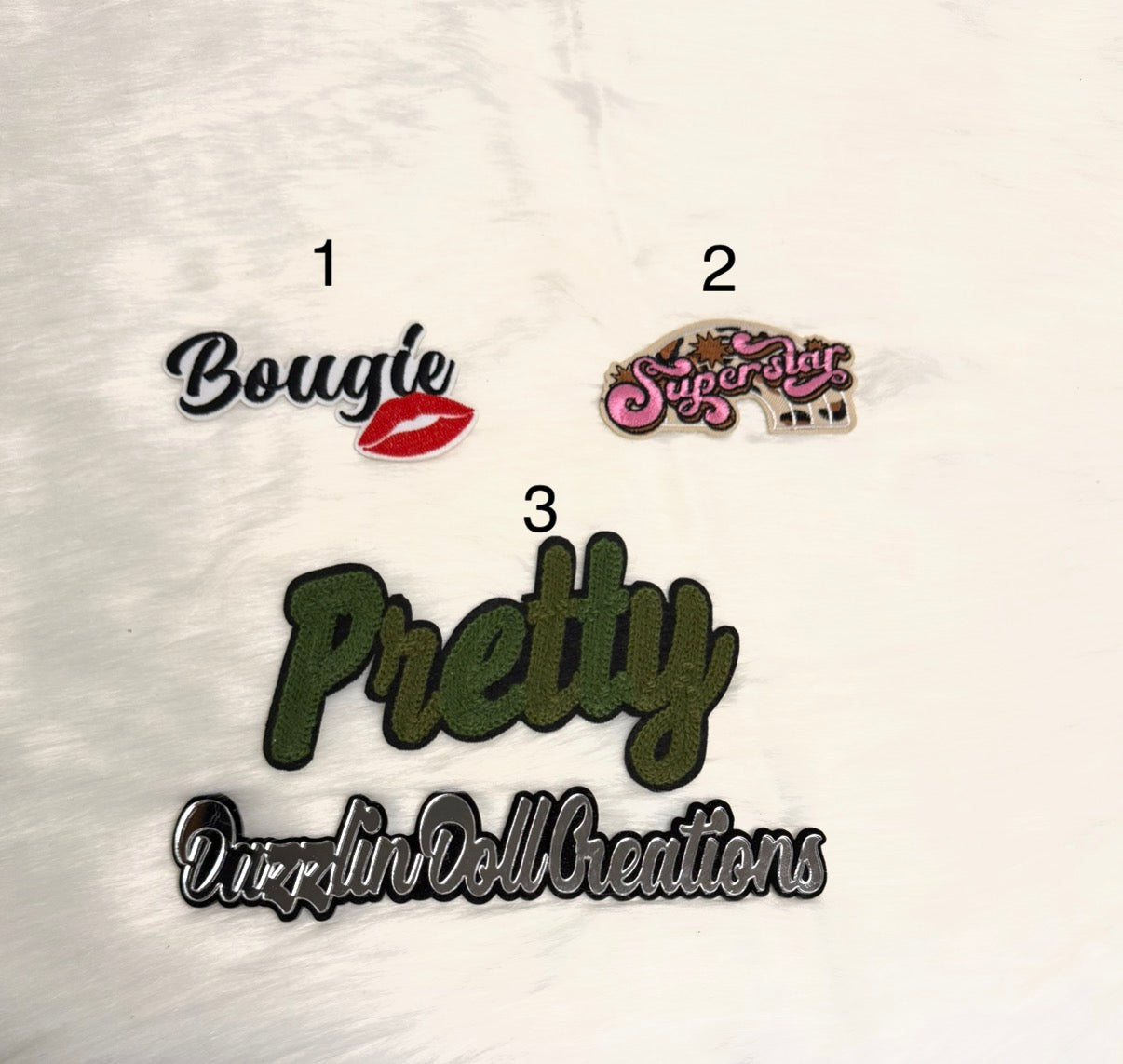 Bougie, Superstar and Pretty Word Patches