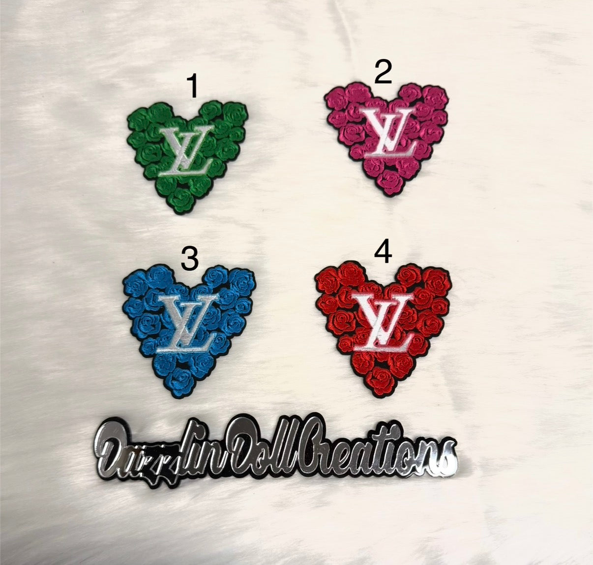 Inspired LV Heart Roses Patches