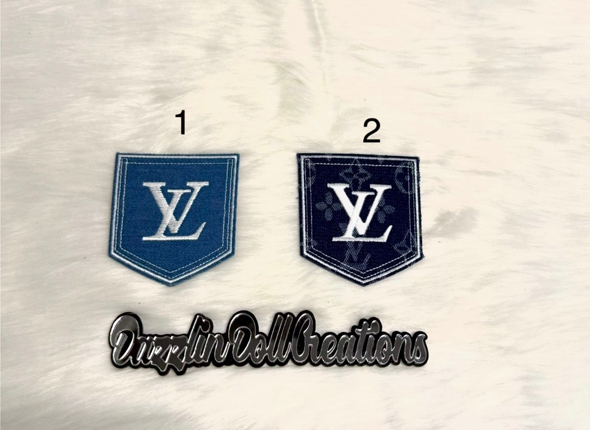 Inspired LV Denim Iron-On Pocket Patch