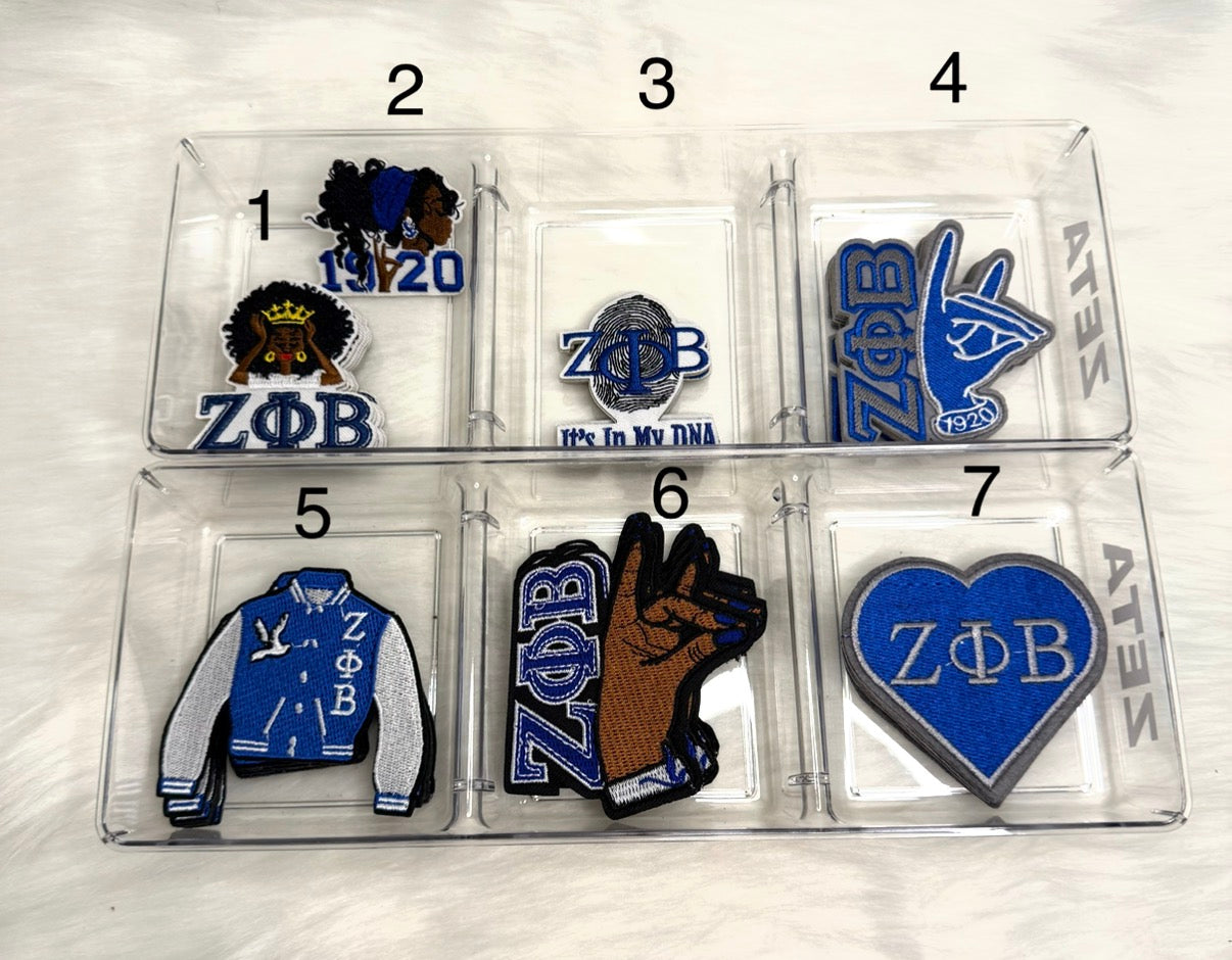 Sisterhood Blue & White Glam Iron-On Patches