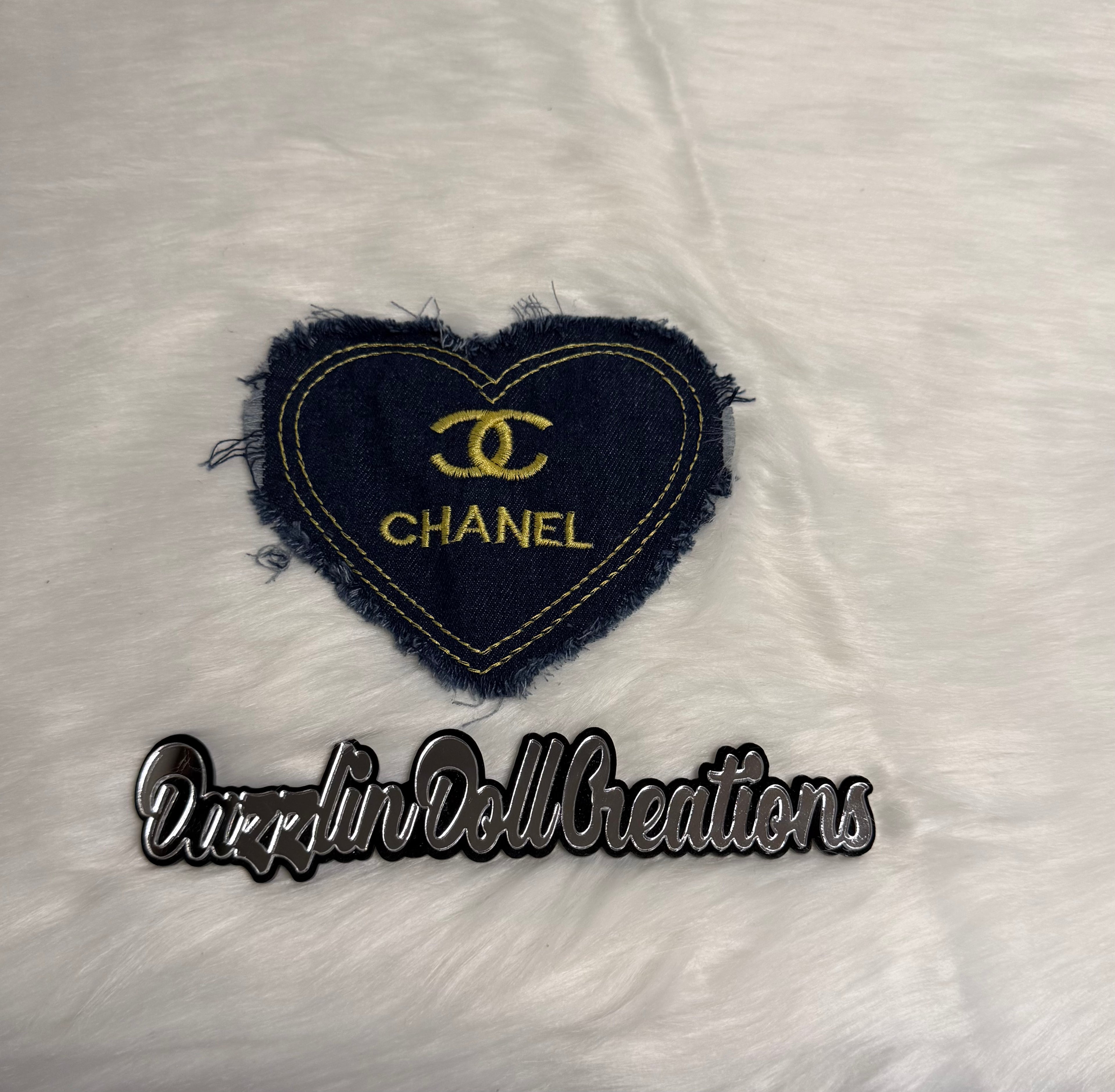 Inspired CC Denim Non-Iron On Heart Big Patch