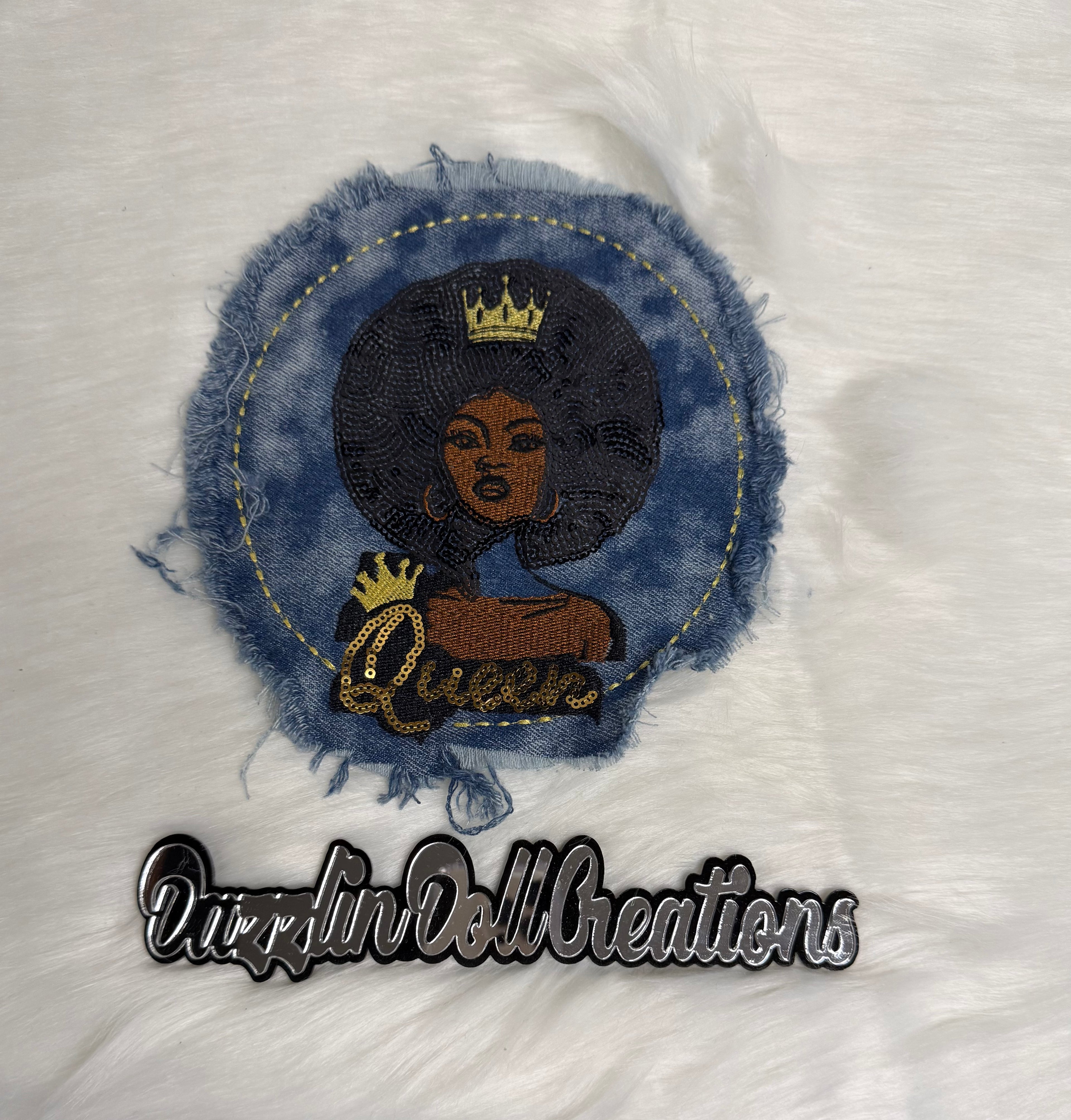 Queen Denim Non-Iron On Big Patch