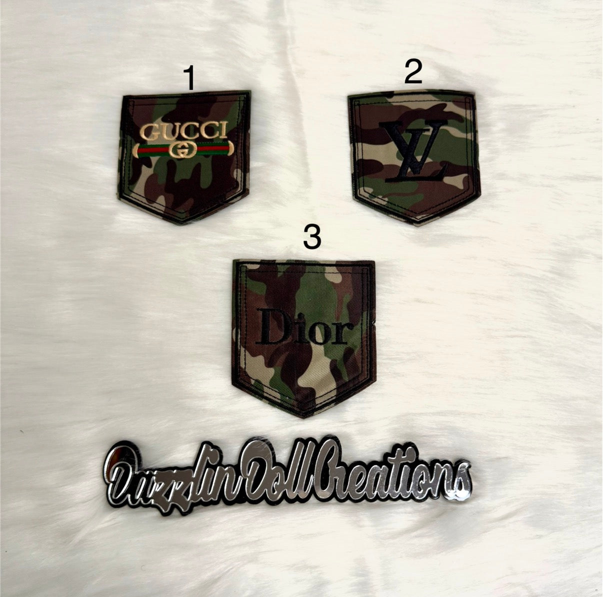 Inspired GG/LV/Dior Camo Iron-On Pocket Patch