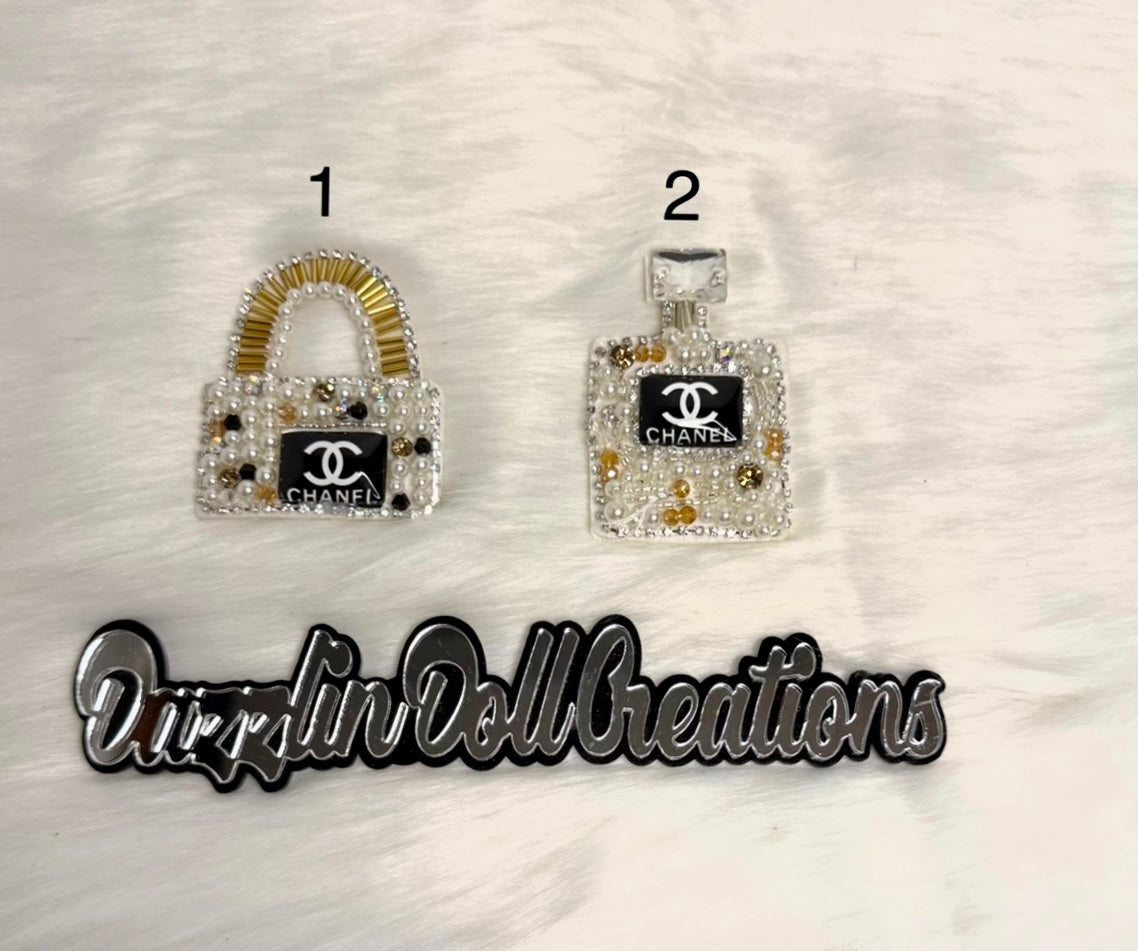 Inspired CC Purse and Perfume Bottle Non-Iron On Bling Patches