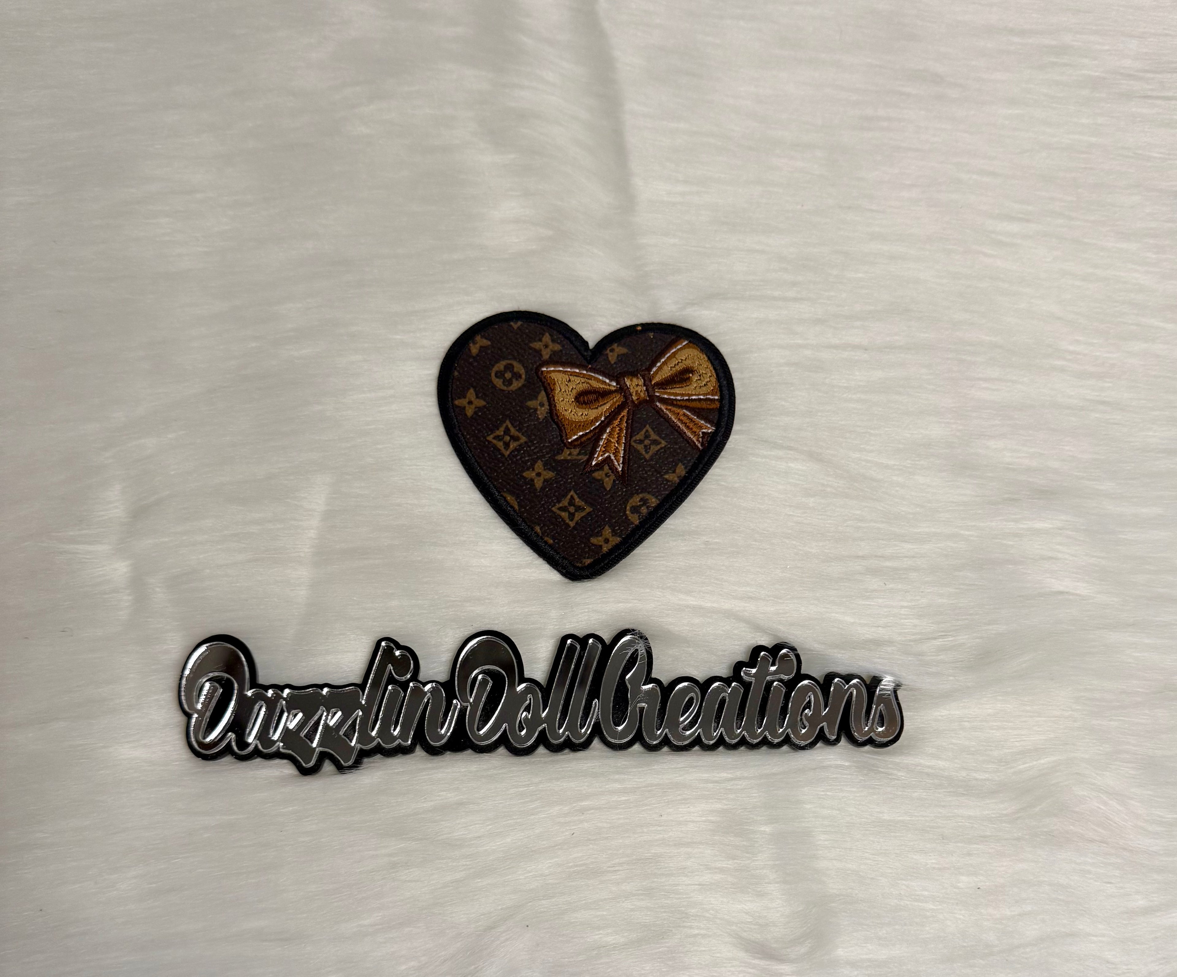Inspired LV Heart Bow Iron-On Patch