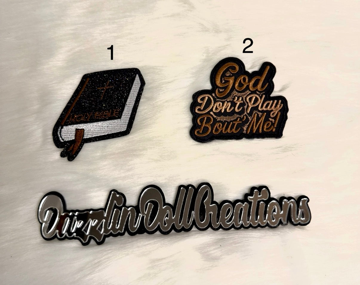 Brown God Don’t Play About Me/Bible Iron-On Patch