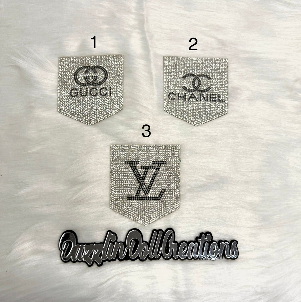 Inspired Desinger Bling Iron-On Pocket Patch