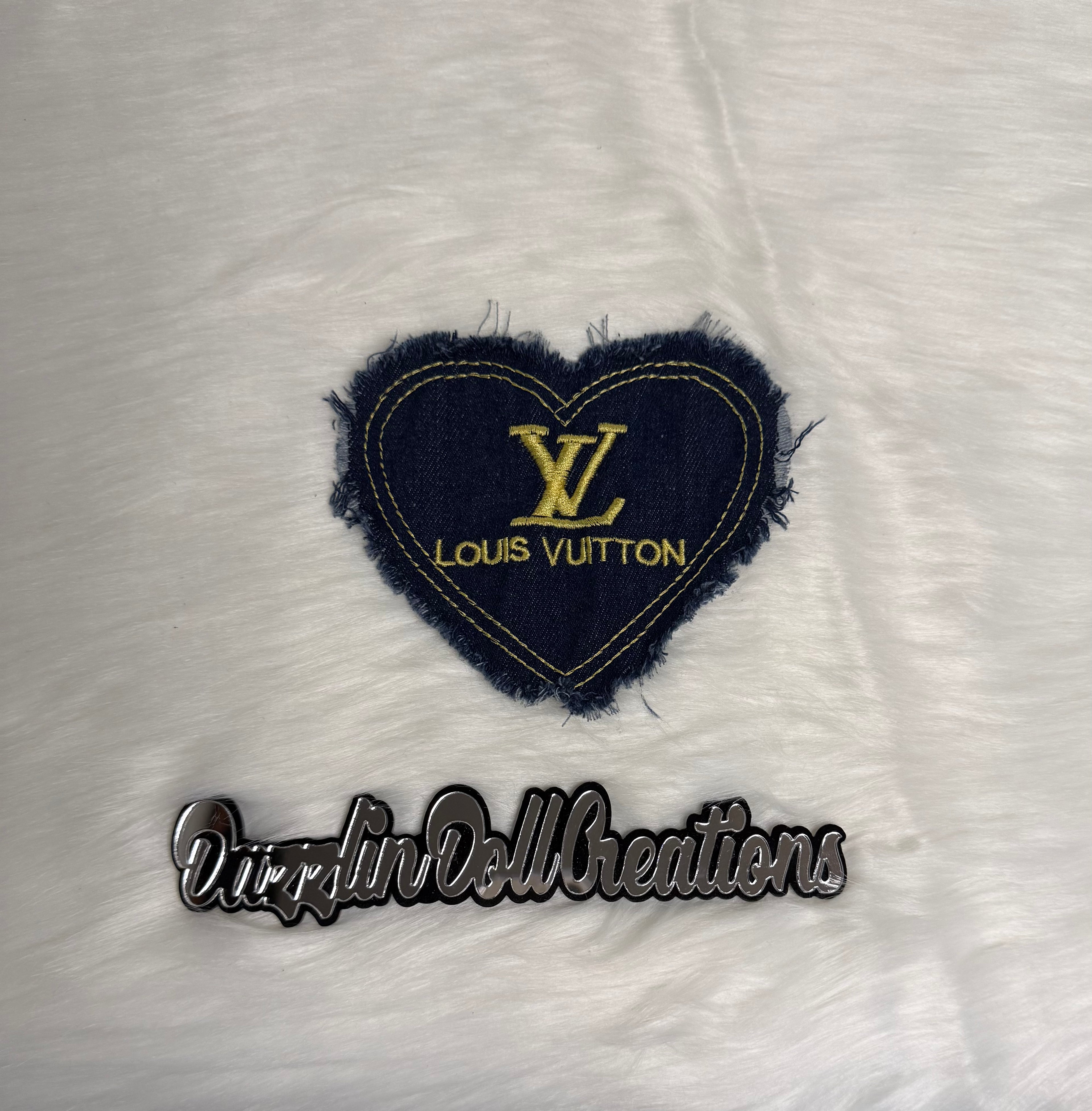 Inspired LV Denim Non-Iron On Heart Big Patch
