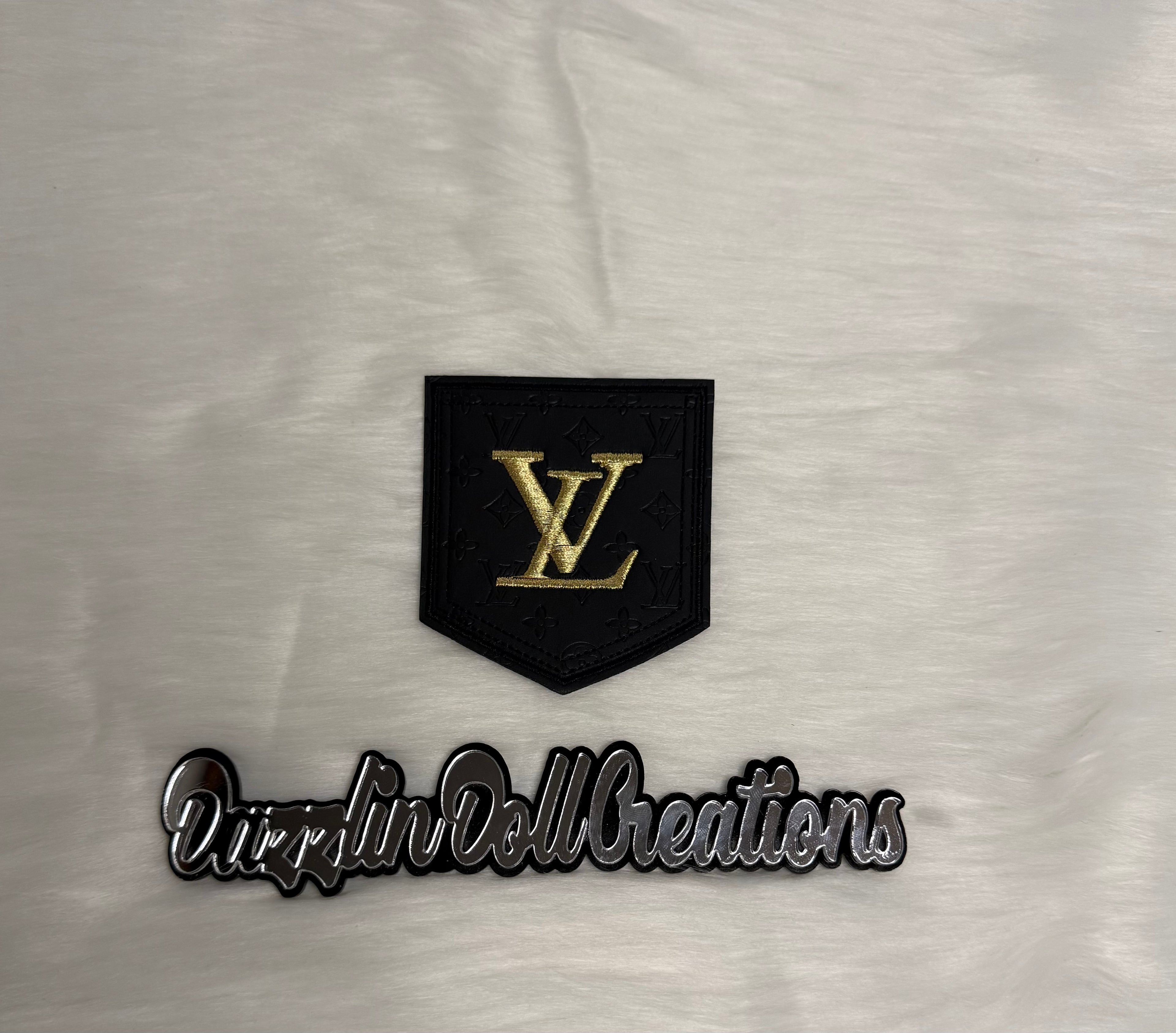 Inspired Designer Black Leather Iron-On Pocket Patch