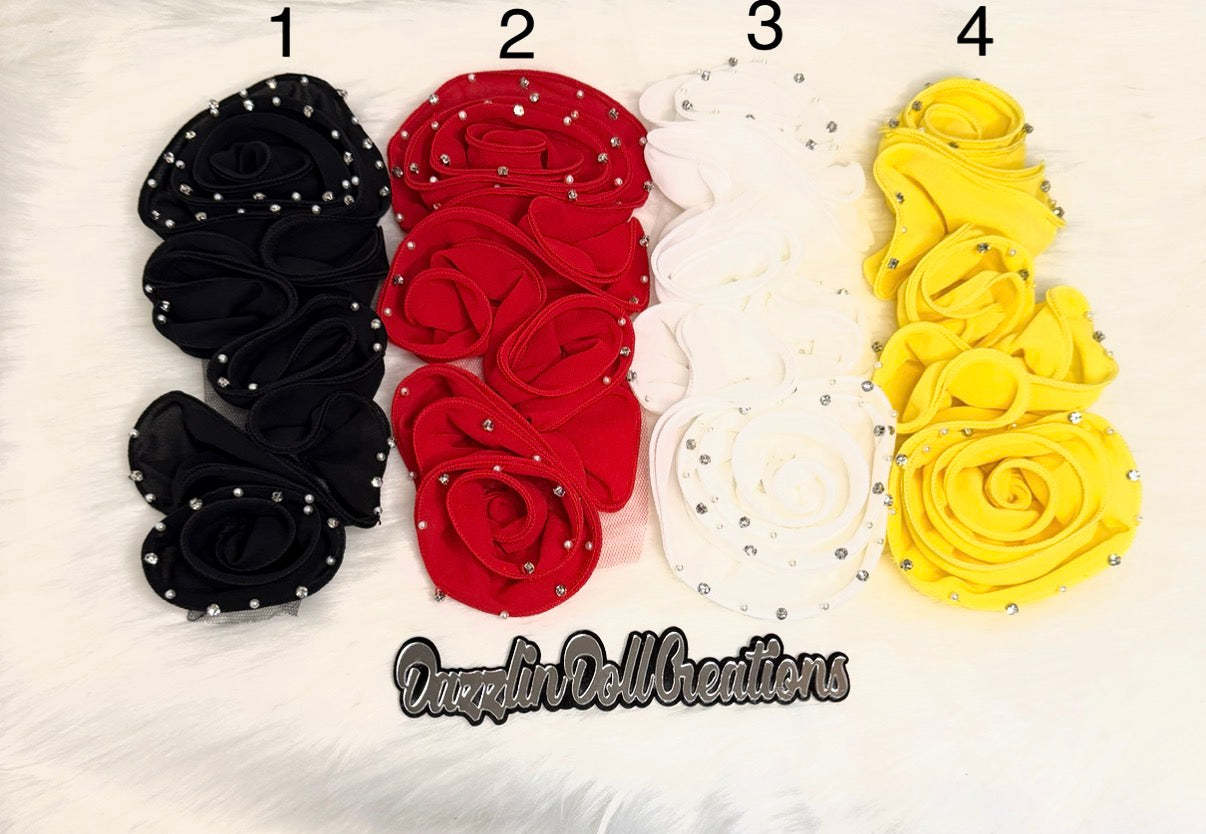 Fabric Rosettes Embellished  with Sparkling Crystal