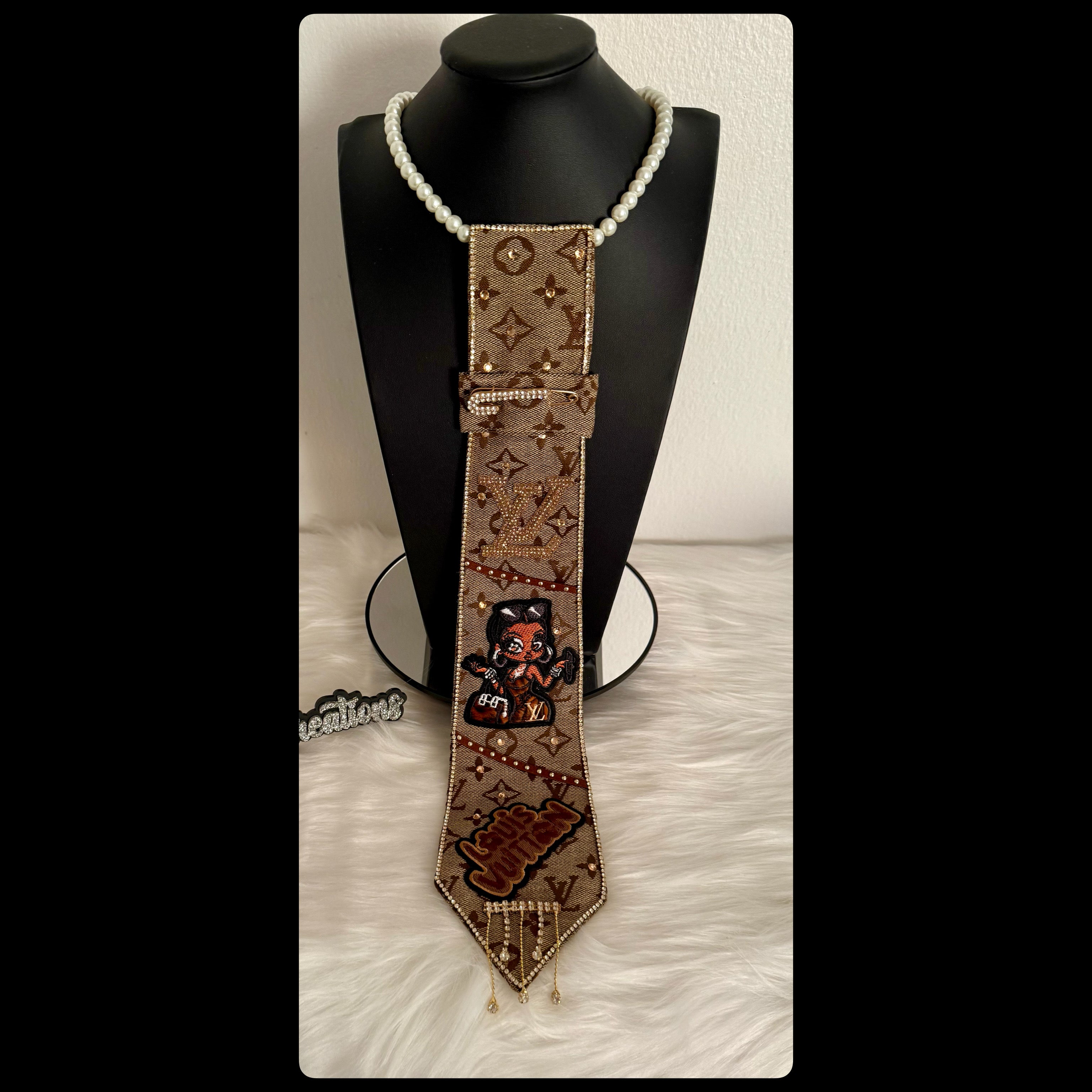 Inspired Tan LV Betty Boop Tie