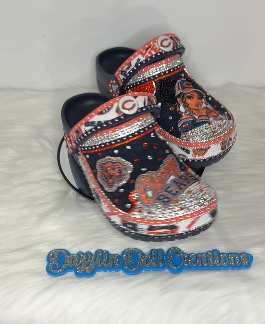 Chicago Bears Custom Bling Crocs Size 8 Women’s