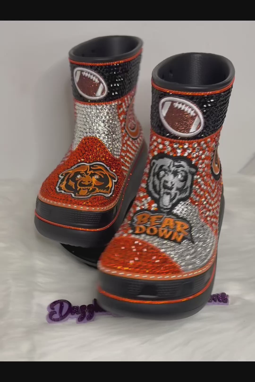 Custom Bling Chicago Bears Crocs Rainboots