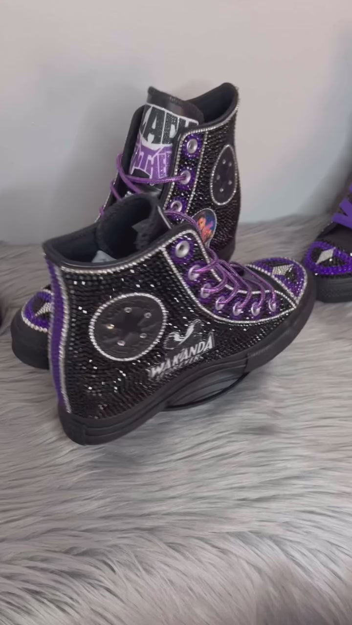 Custom His/Her Bling Black Panther Wakanda Converse