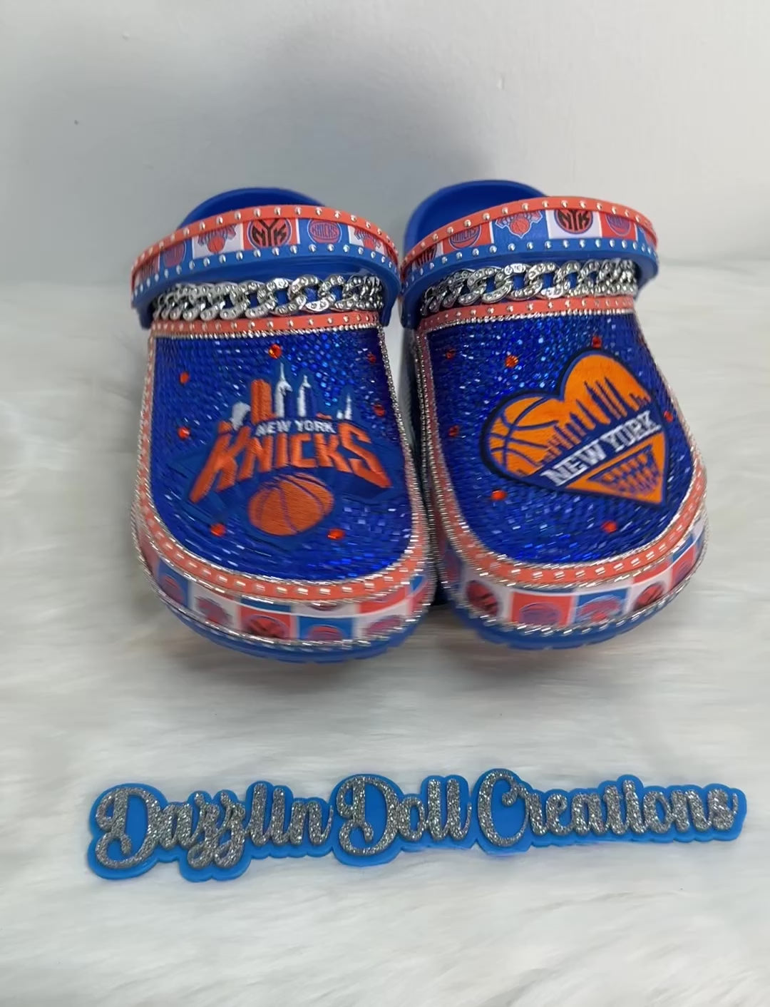 Custom Royal Blue & Orange Bling Clogs