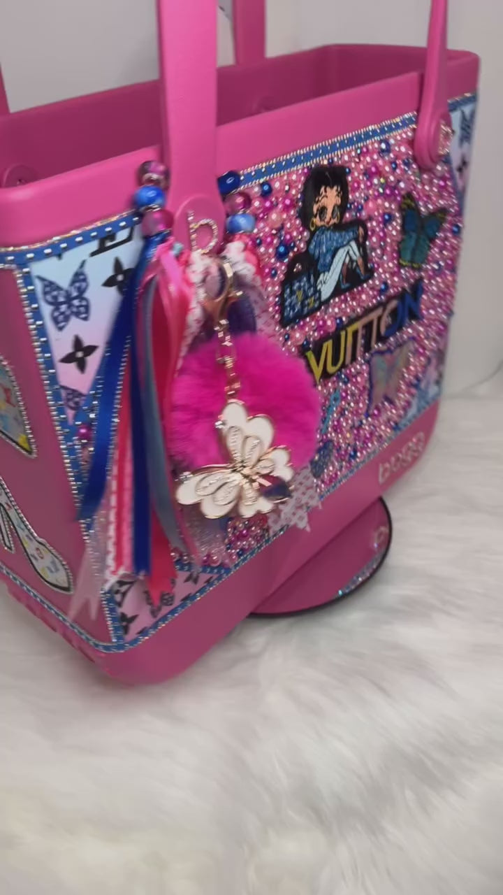 Pink Custom Inspired LV Bling Medium Bogg Bag