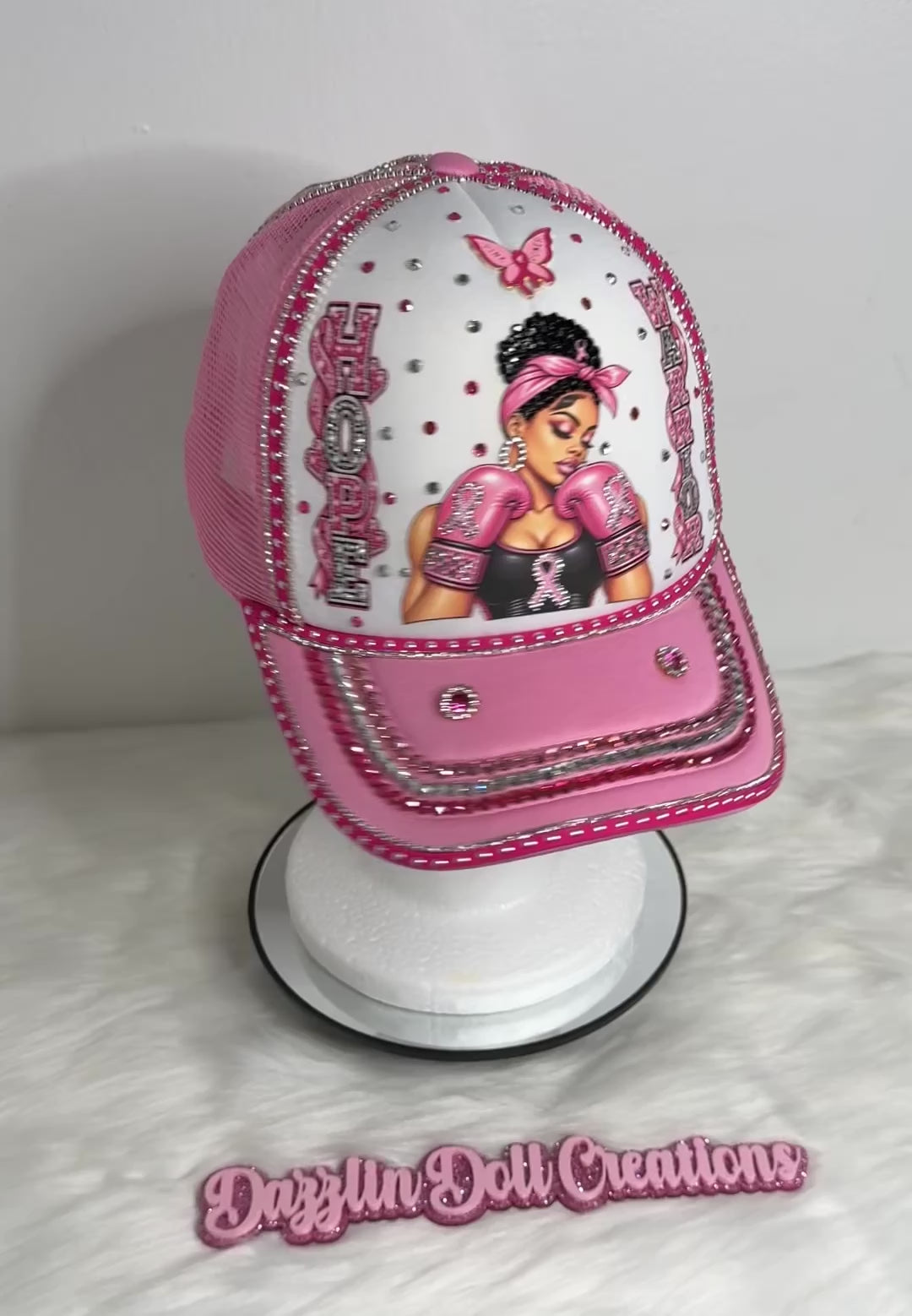 Pink Power Breast Cancer Awareness Bling Hat
