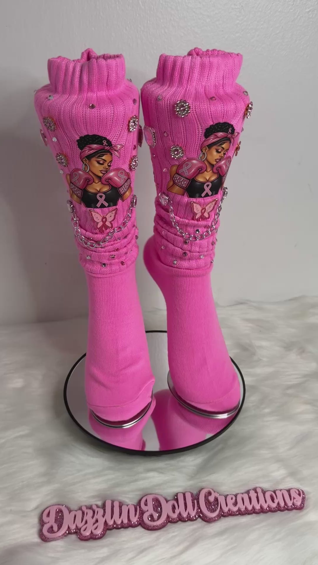 Pink Power Breast Cancer Awareness Custom Socks